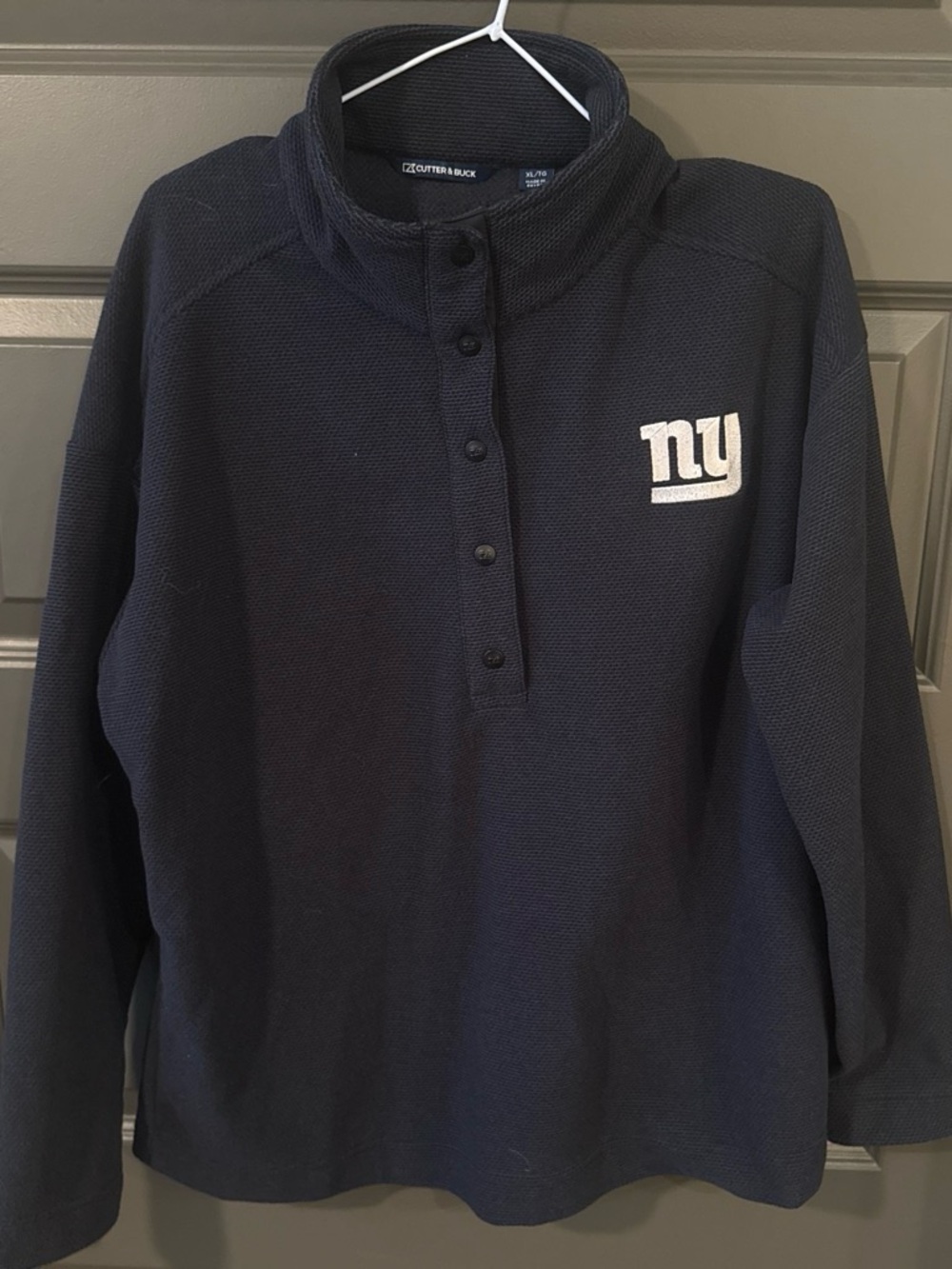 Cutter & Buck New York Giants NFL Navy Blue Snap Pullover Fleece Jacket XL